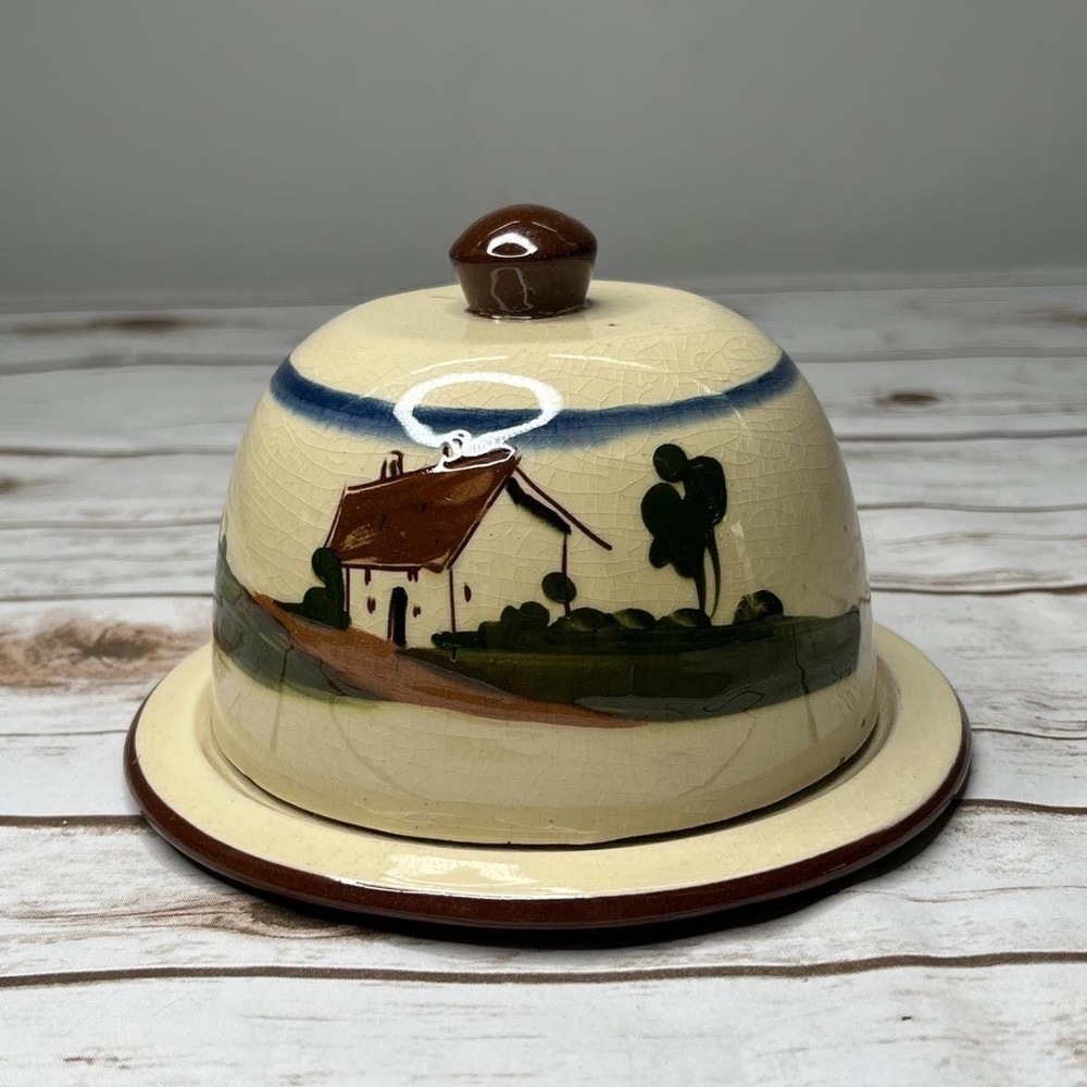 Vintage Torquay and South Devon Potteries Ceramic Butter Dish with Lid
